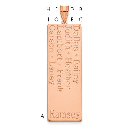 14K Rose Gold 8 Name Family Pendant