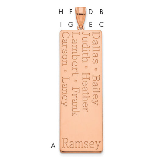 14K Rose Gold 8 Name Family Pendant