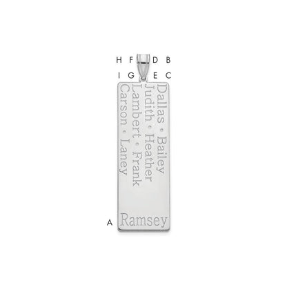 Sterling Silver Silver/Rhodium Plated 8 Name Family Pendant