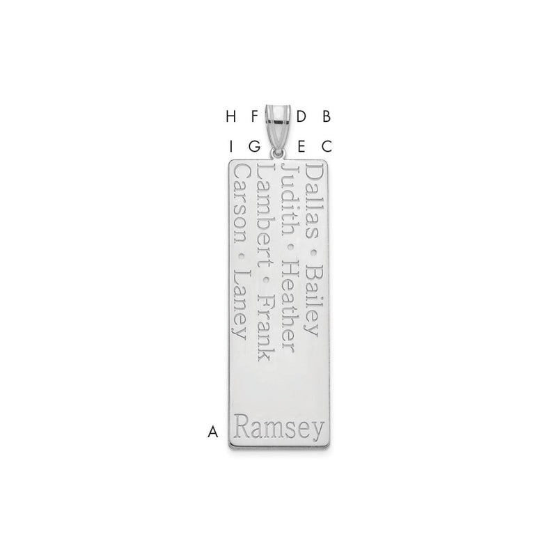 Sterling Silver Silver/Rhodium Plated 8 Name Family Pendant