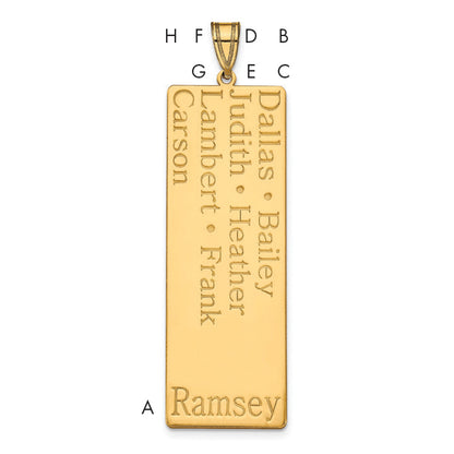 14K Yellow Gold 7 Name Family Pendant