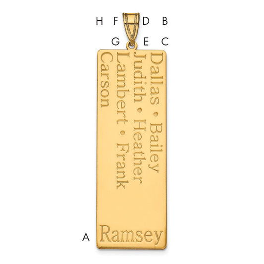 14K Yellow Gold 7 Name Family Pendant