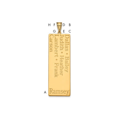 Gold Plated Sterling Silver/Gold 7 Name Family Pendant