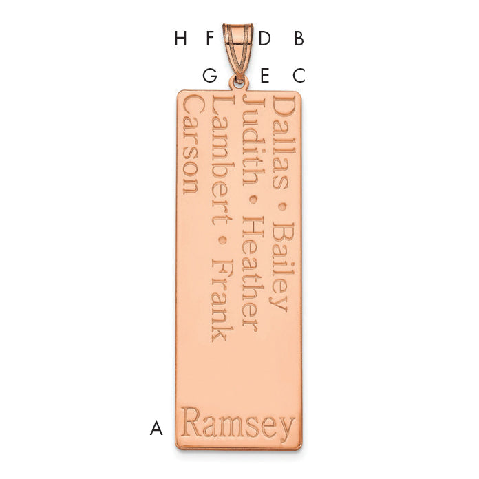 14K Rose Gold 7 Name Family Pendant