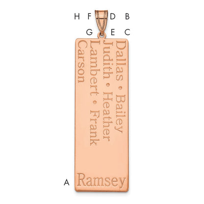 14K Rose Gold 7 Name Family Pendant