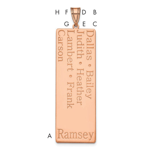 14K Rose Gold 7 Name Family Pendant