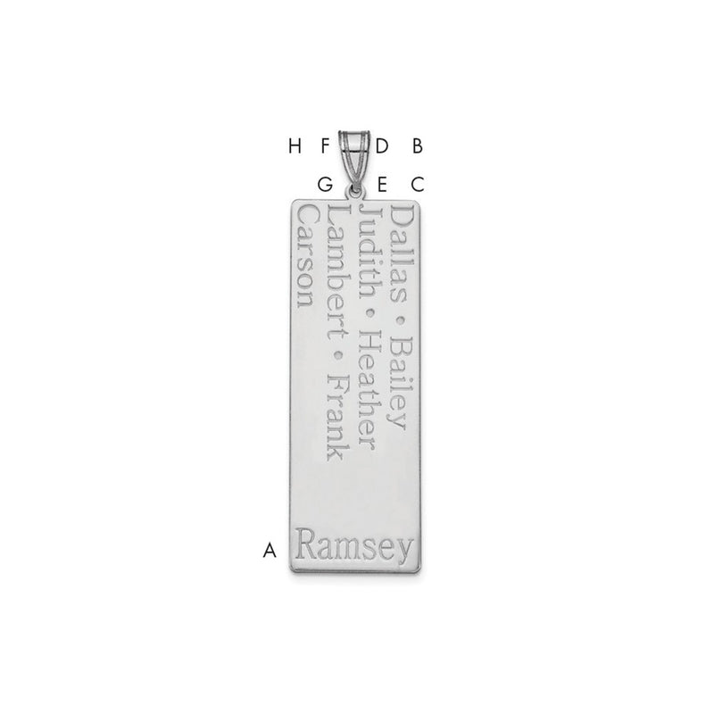 Sterling Silver Silver/Rhodium Plated 7 Name Family Pendant