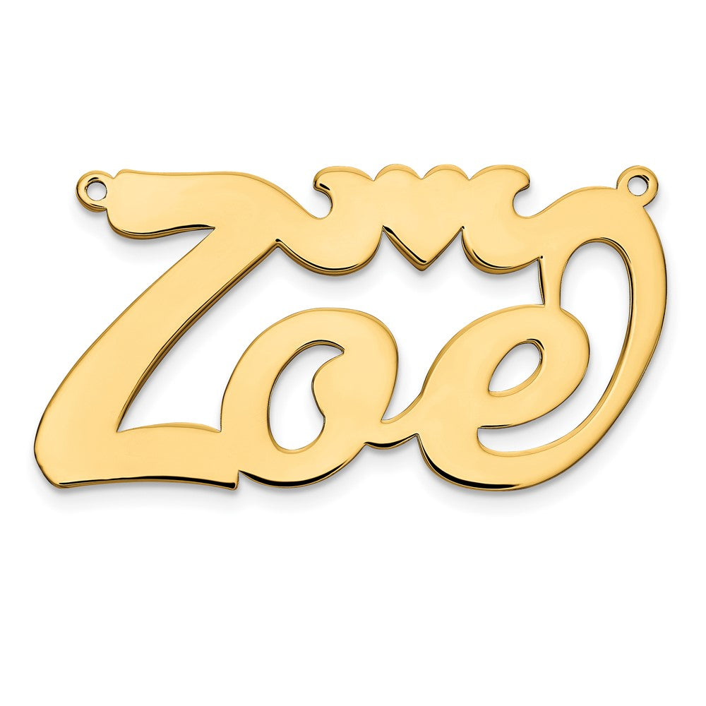 Gold Plated Sterling Silver/Gold Polished Heart Name Plate