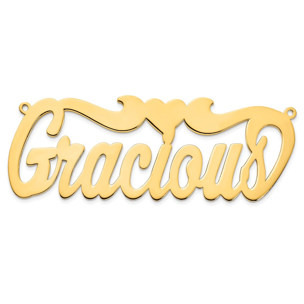 Gold Plated Sterling Silver/Gold Polished Heart Name Plate