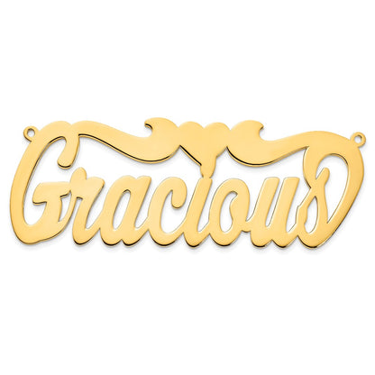 Gold Plated Sterling Silver/Gold Polished Heart Name Plate