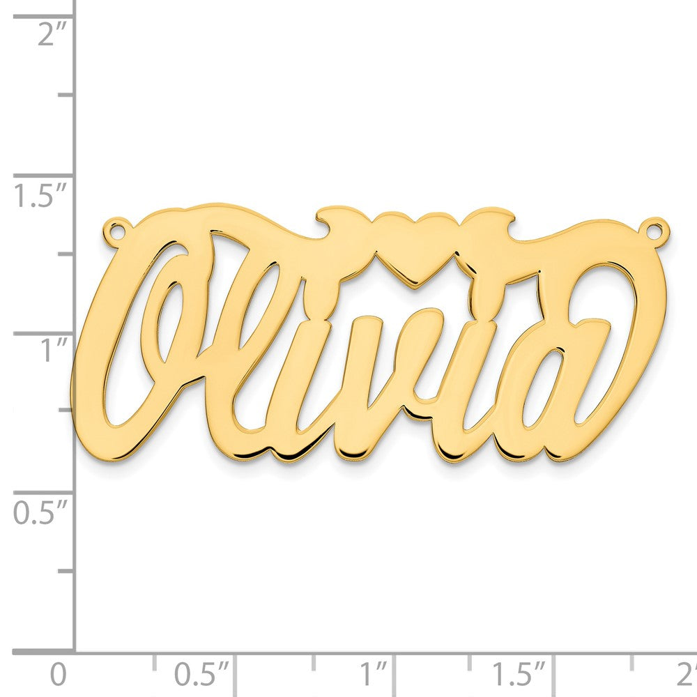 Gold Plated Sterling Silver/Gold Polished Heart Name Plate
