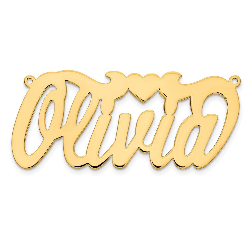 Gold Plated Sterling Silver/Gold Polished Heart Name Plate