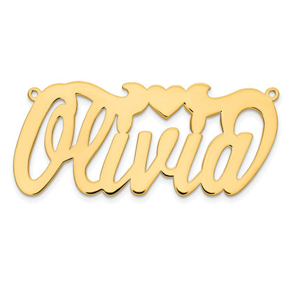 Gold Plated Sterling Silver/Gold Polished Heart Name Plate