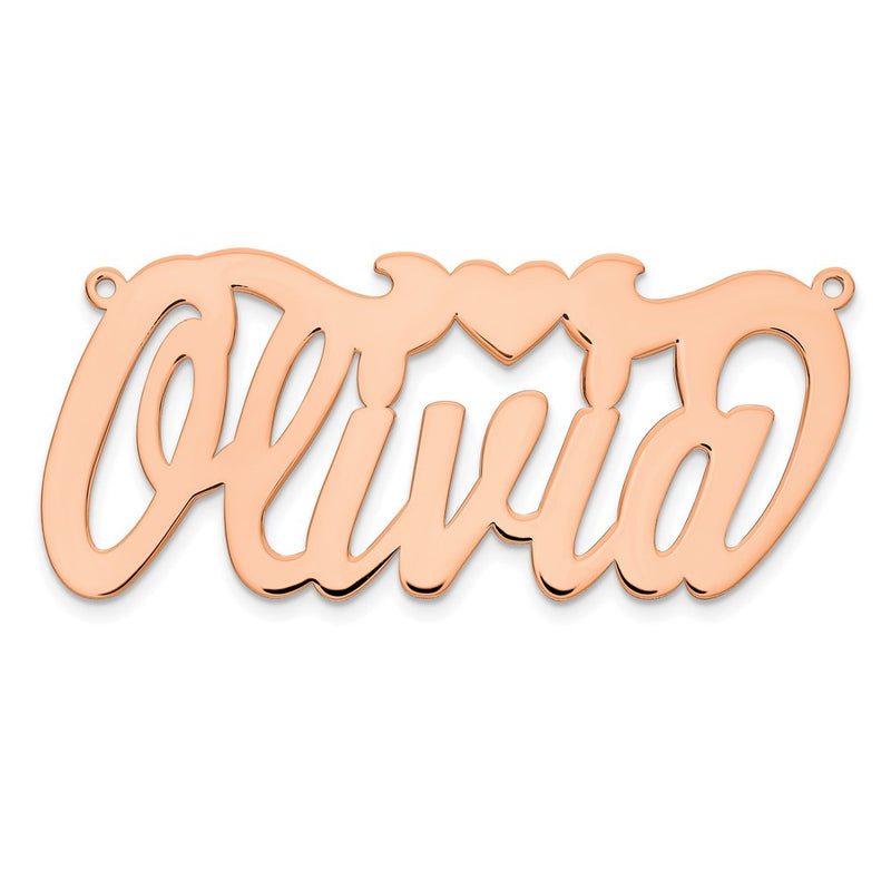 14K Rose Gold Polished Heart Name Plate