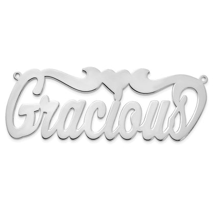 Sterling Silver Silver/Rhodium Plated Polished Heart Name Plate