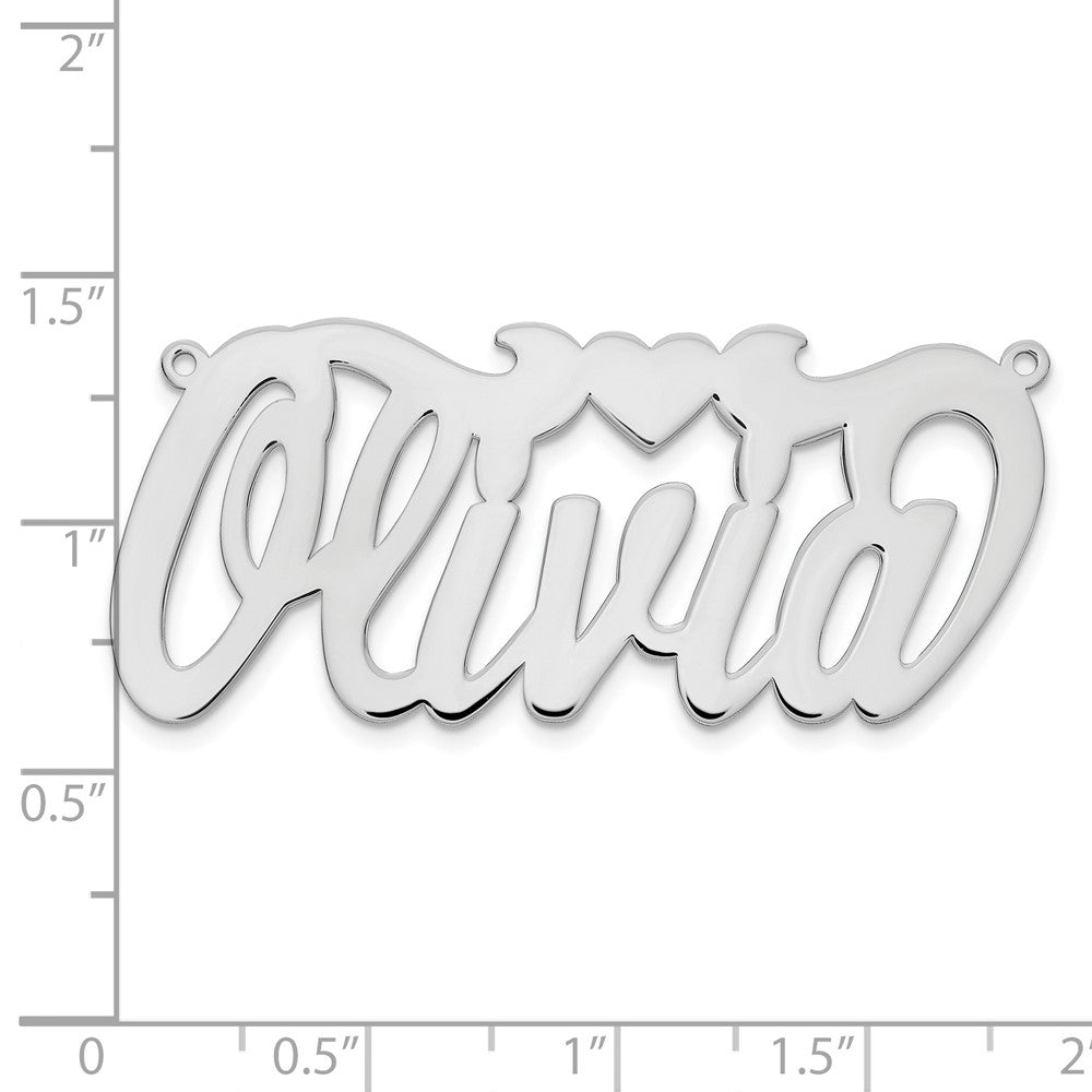 Sterling Silver Silver/Rhodium Plated Polished Heart Name Plate