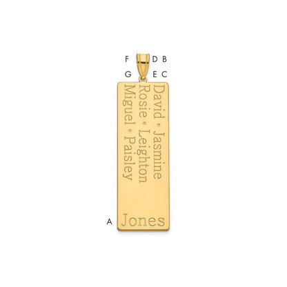 Gold Plated Sterling Silver/Gold 6 Name Family Pendant