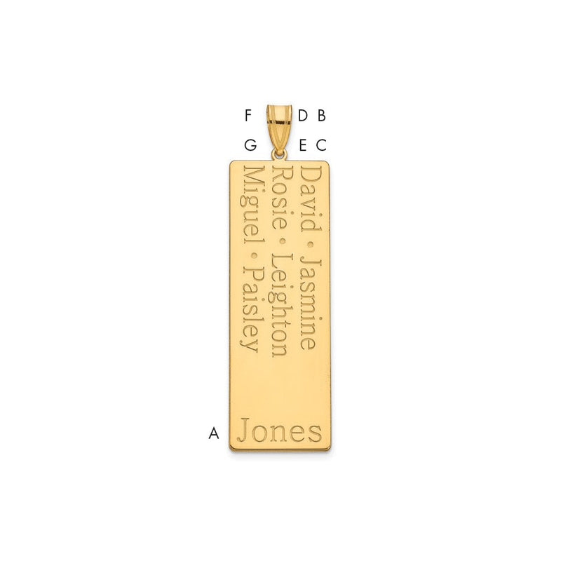 Gold Plated Sterling Silver/Gold 6 Name Family Pendant