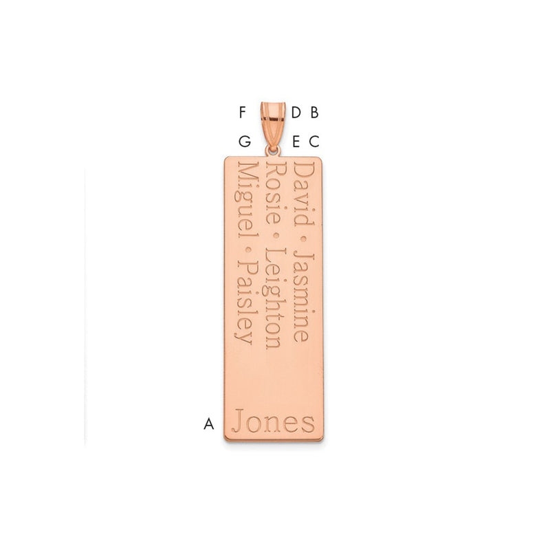 14K Rose Gold 6 Name Family Pendant