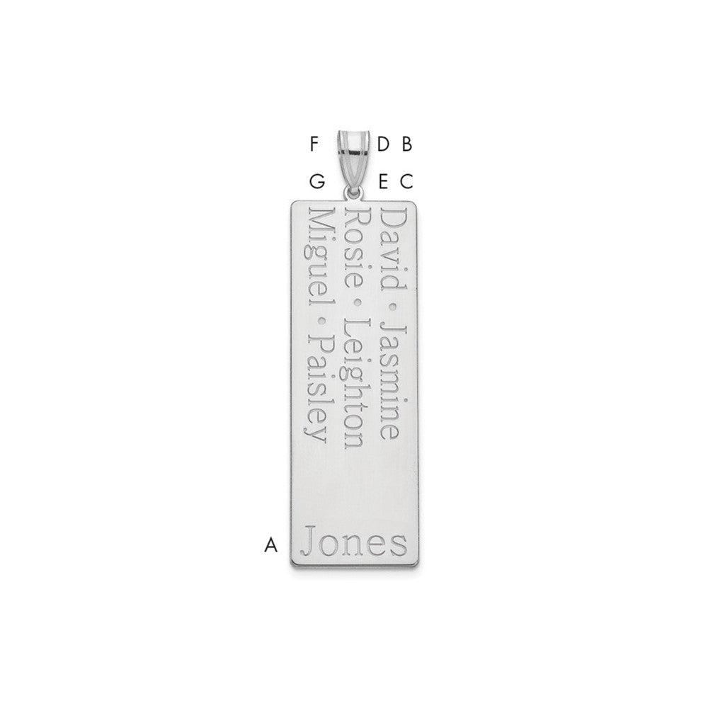 14K White Gold 6 Name Family Pendant