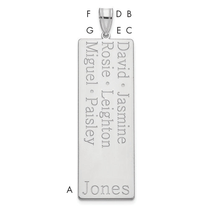 14K White Gold 6 Name Family Pendant