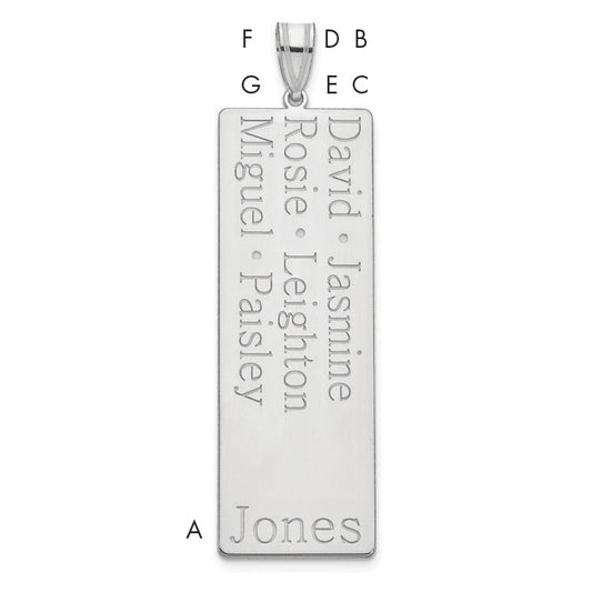 14K White Gold 6 Name Family Pendant
