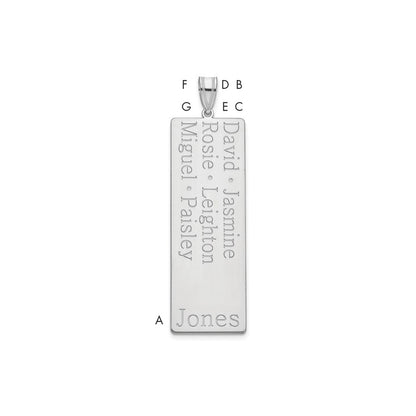 Sterling Silver Silver/Rhodium Plated 6 Name Family Pendant