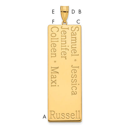 14K Yellow Gold 5 Name Family Pendant