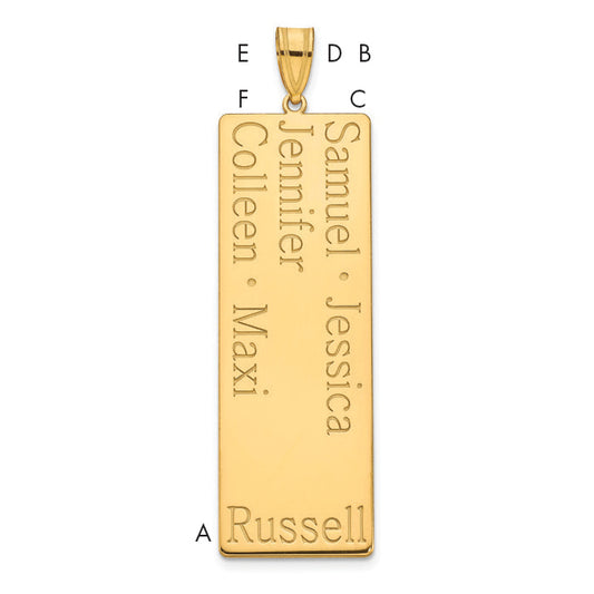14K Yellow Gold 5 Name Family Pendant