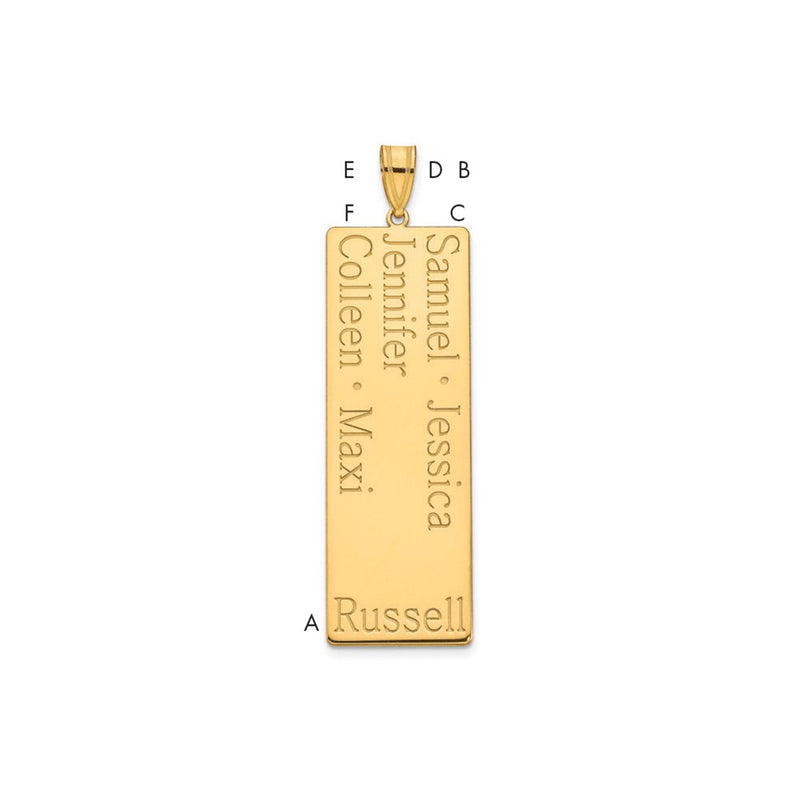 14K Yellow Gold 5 Name Family Pendant