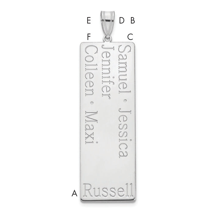 14K White Gold 5 Name Family Pendant