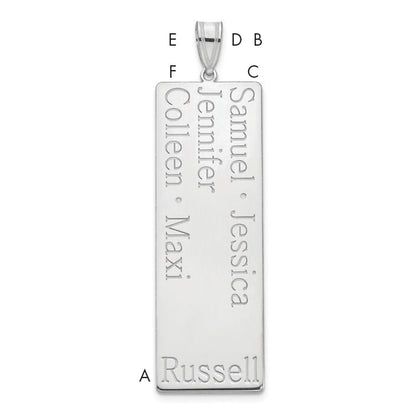 14K White Gold 5 Name Family Pendant