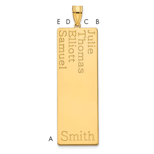 14K Yellow Gold 4 Name Family Pendant