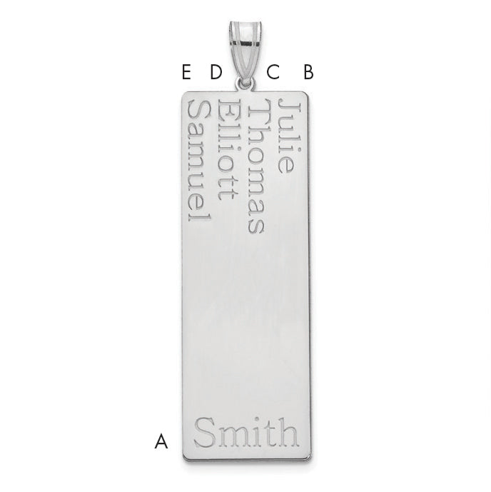 14K White Gold 4 Name Family Pendant