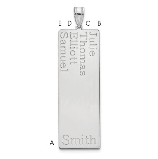 14K White Gold 4 Name Family Pendant