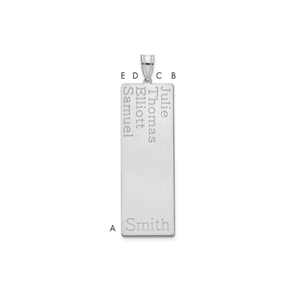 Sterling Silver Silver/Rhodium Plated 4 Name Family Pendant