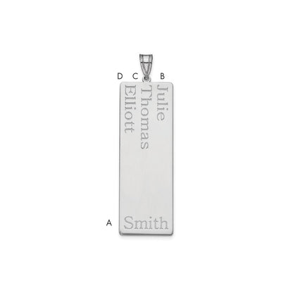 Sterling Silver Silver/Rhodium Plated 3 Name Family Pendant