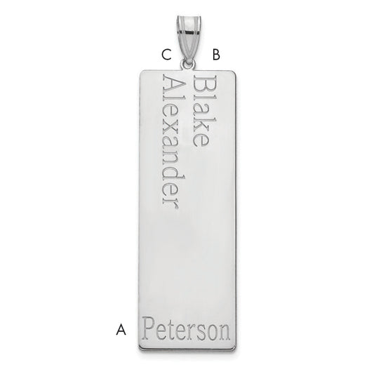 14K White Gold 2 Name Family Pendant
