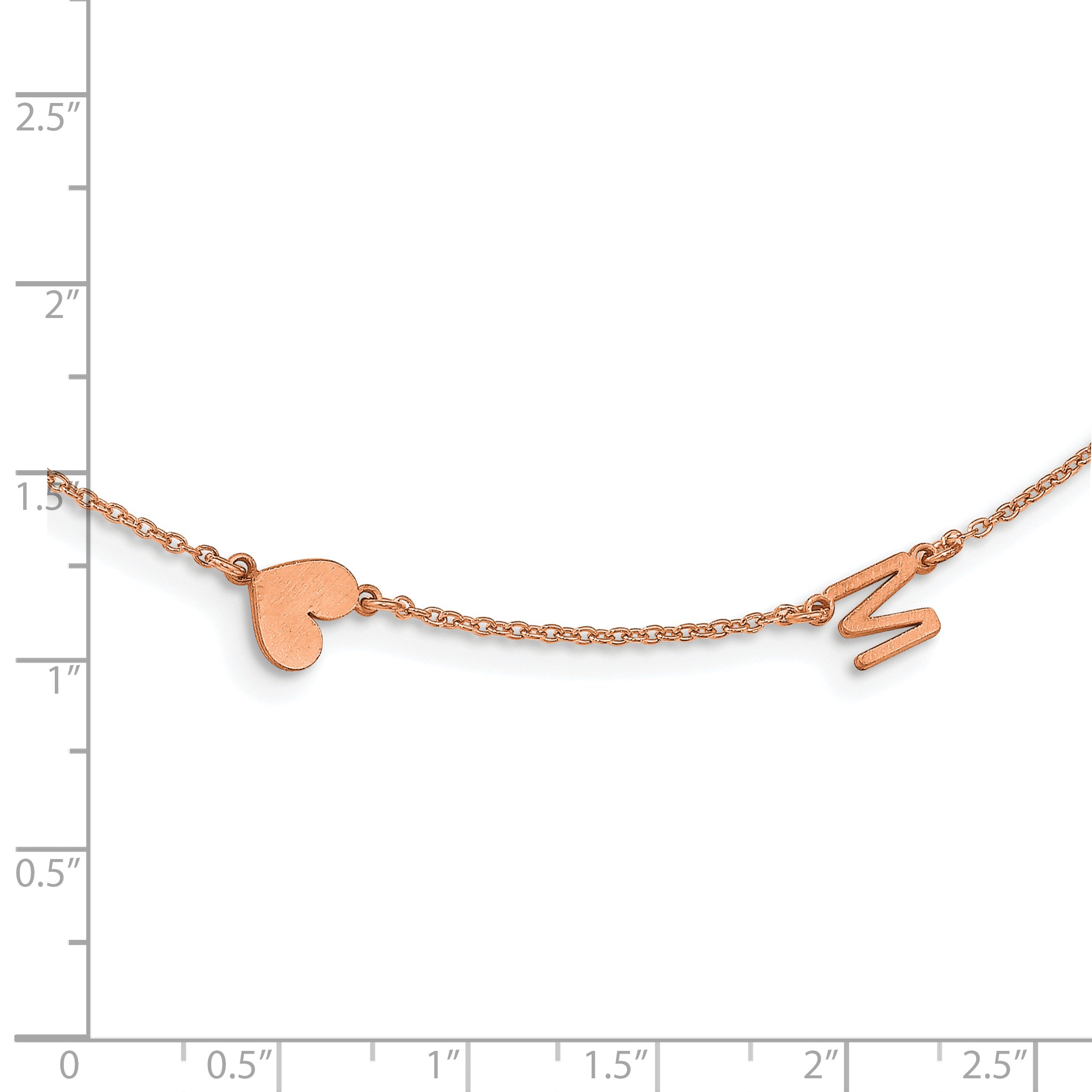 14K Rose Gold 2 Brushed Initial/Symbol Necklace