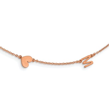 14K Rose Gold 2 Brushed Initial/Symbol Necklace