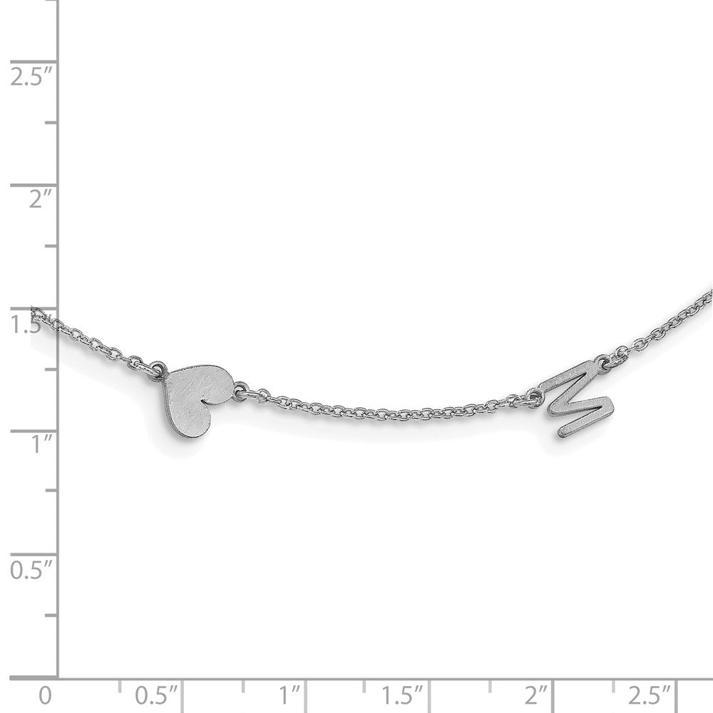 Sterling Silver Silver/Rhodium Plated Brushed 2 Initial/Symbol Necklace