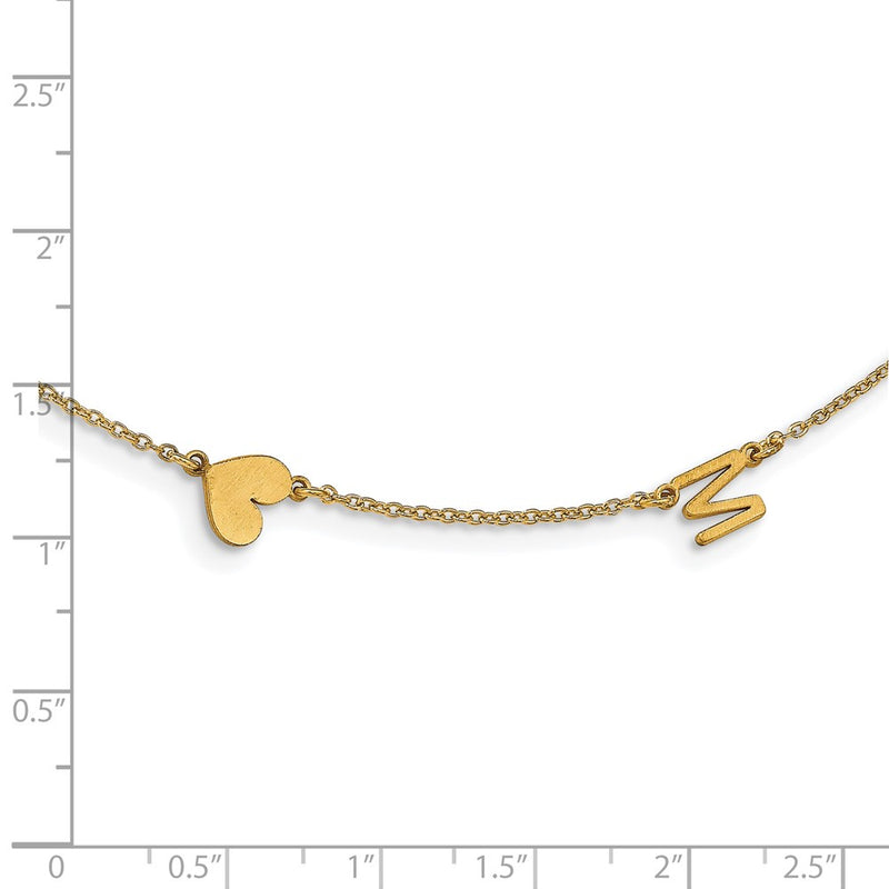 14K Yellow Gold Brushed 2 Initial/Symbol Necklace