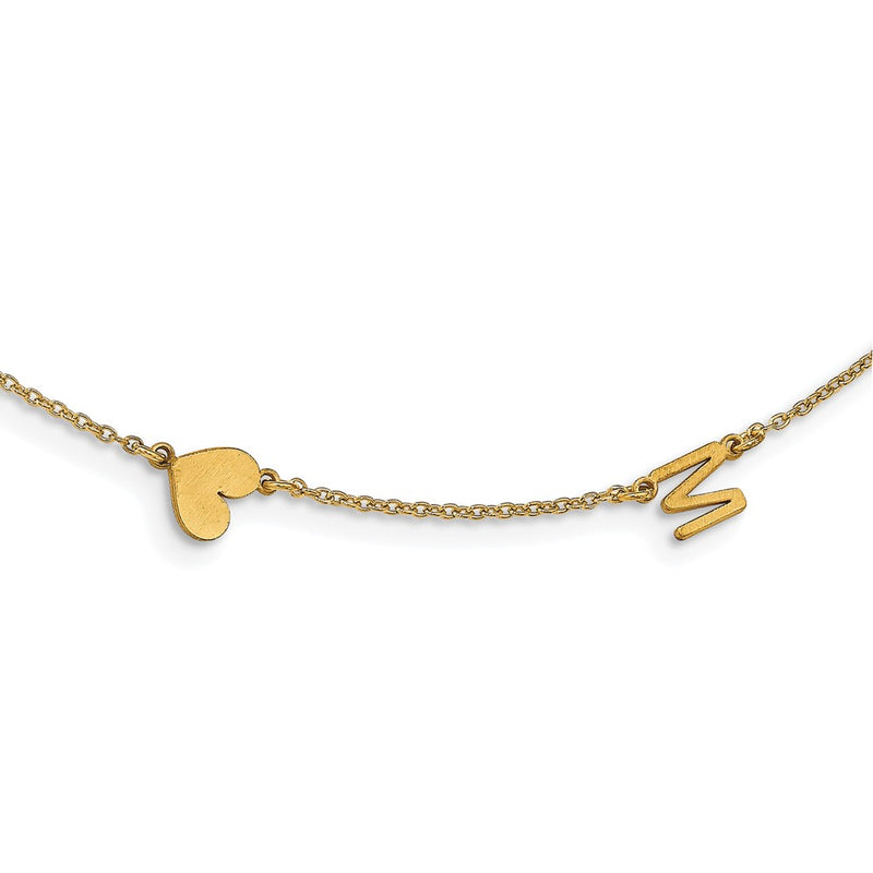14K Yellow Gold Brushed 2 Initial/Symbol Necklace