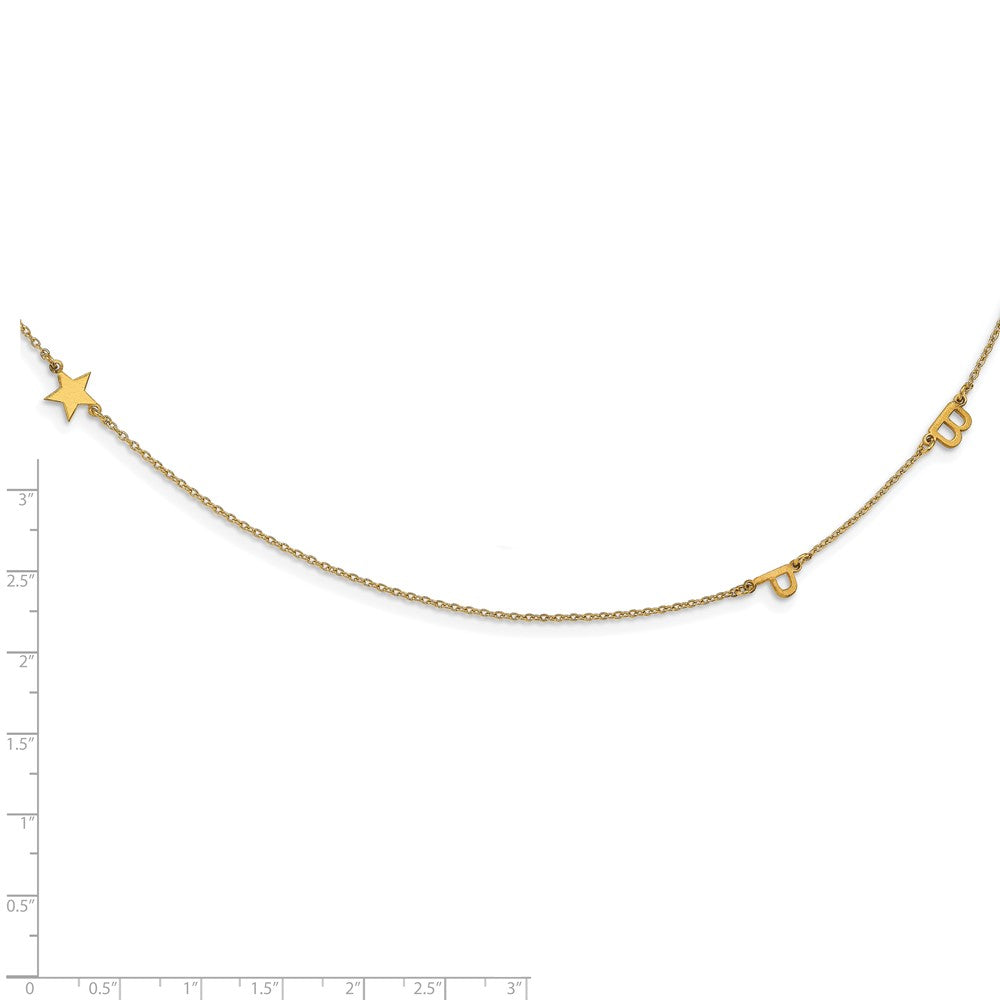 Gold Plated Sterling Silver/Gold Brushed 3 Initial/Symbol Necklace