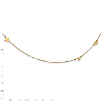 Gold Plated Sterling Silver/Gold Brushed 3 Initial/Symbol Necklace