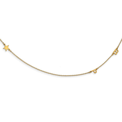 Gold Plated Sterling Silver/Gold Brushed 3 Initial/Symbol Necklace