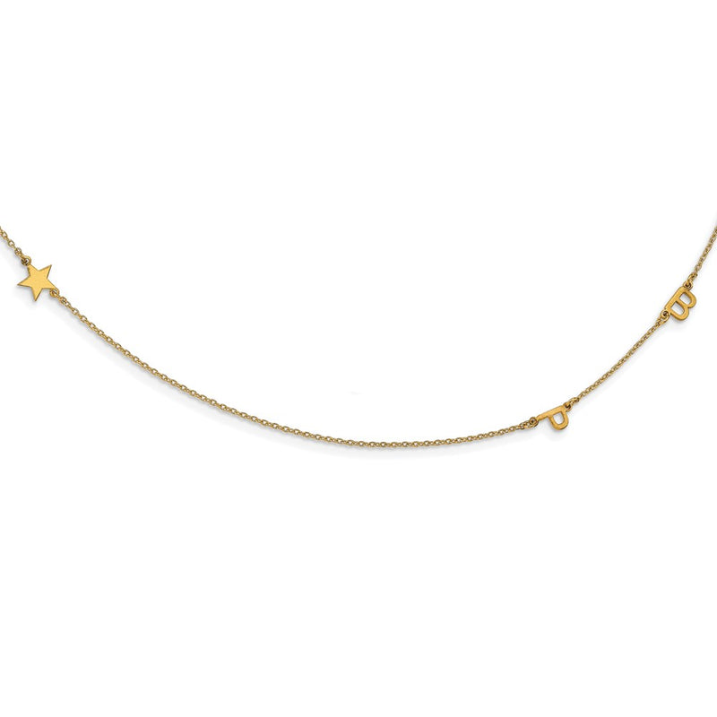Gold Plated Sterling Silver/Gold Brushed 3 Initial/Symbol Necklace