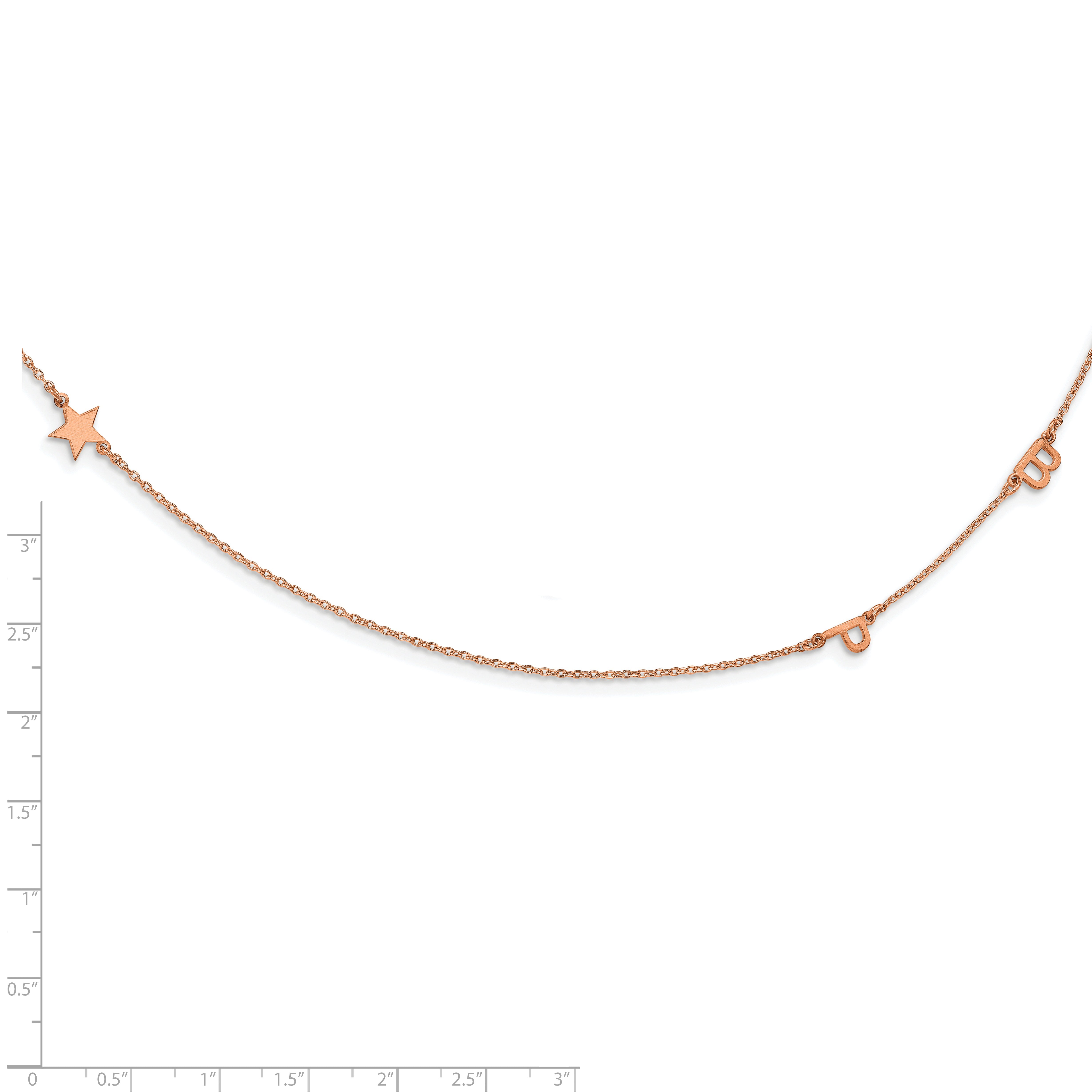 14K Rose Gold Brushed 3 Initial/Symbol Necklace