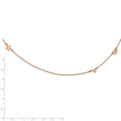 14K Rose Gold Brushed 3 Initial/Symbol Necklace