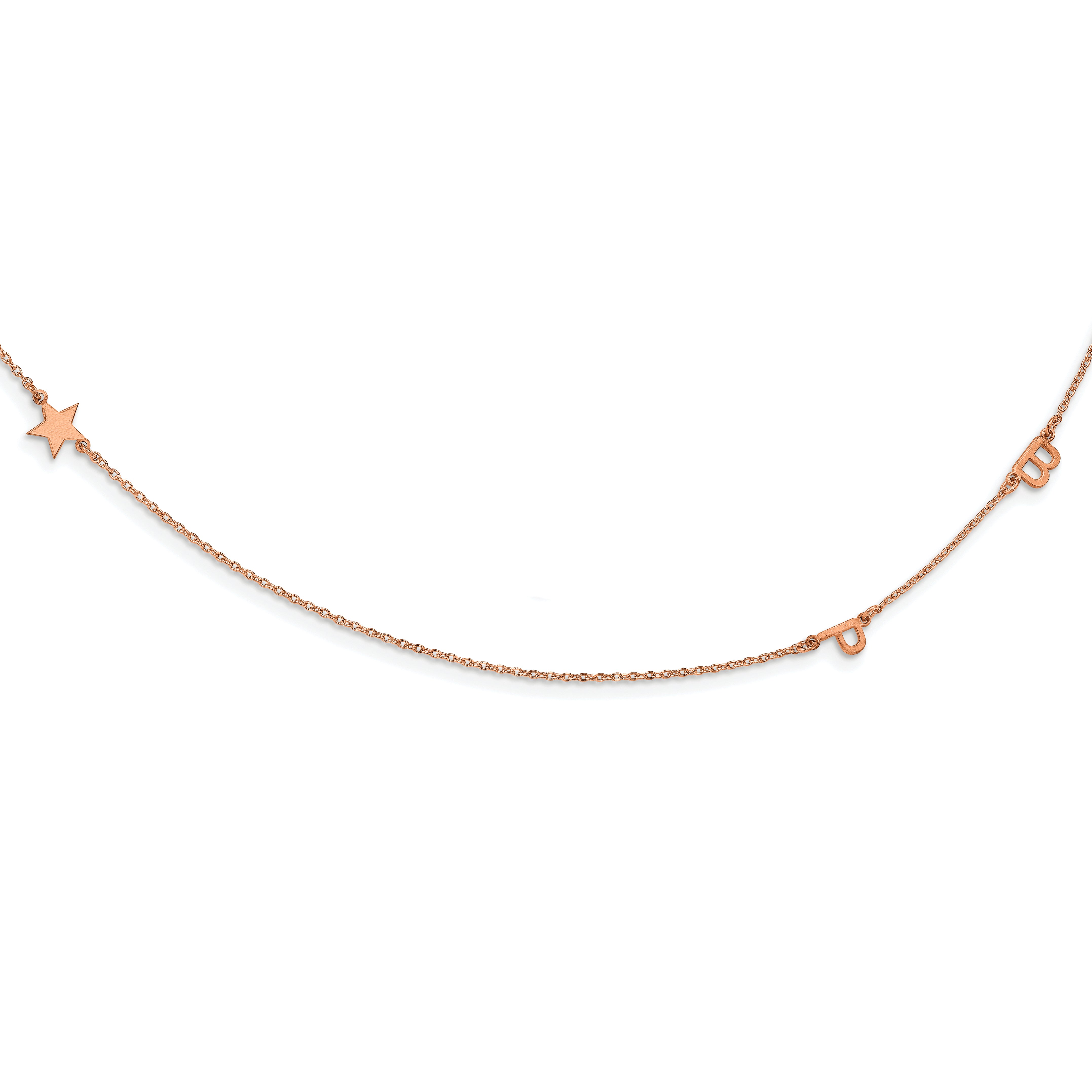 14K Rose Gold Brushed 3 Initial/Symbol Necklace